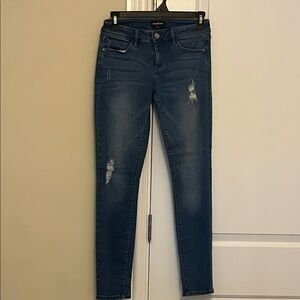 BEBE High Waist Distressed Skinny Jeans